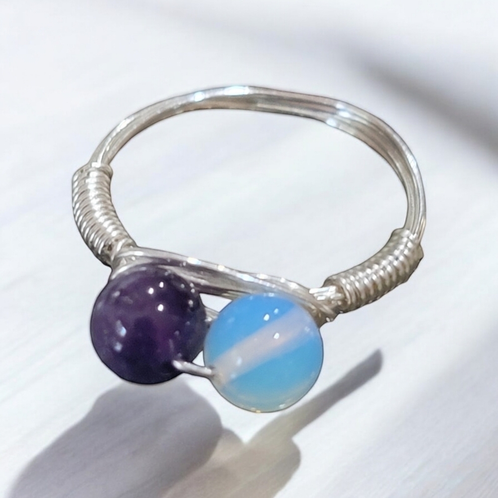 Amethyst and Turquoise silver ring